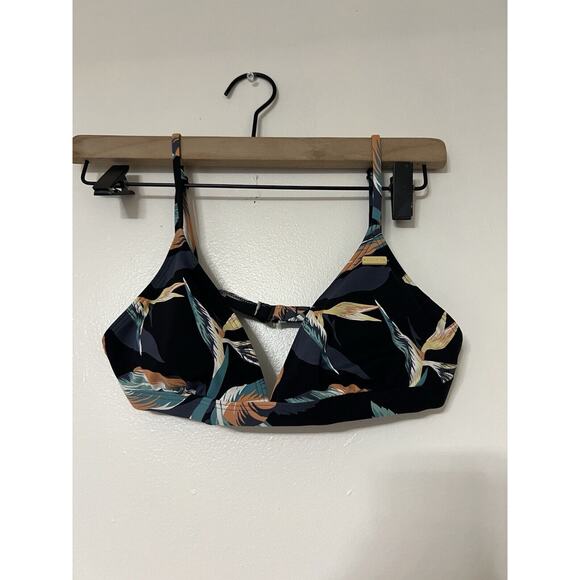 Roxy Women's Navy Birds of Paradise Triangle Bikini Swim Top Size S - Picture 1 of 4